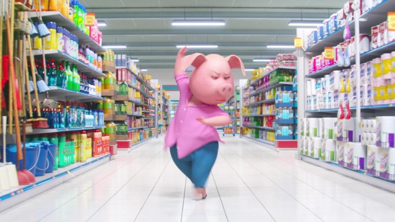 Rosita dances in a supermarket aisle
