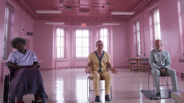 Samuel L. Jackson, James McAvoy and Bruce Willis in Glass