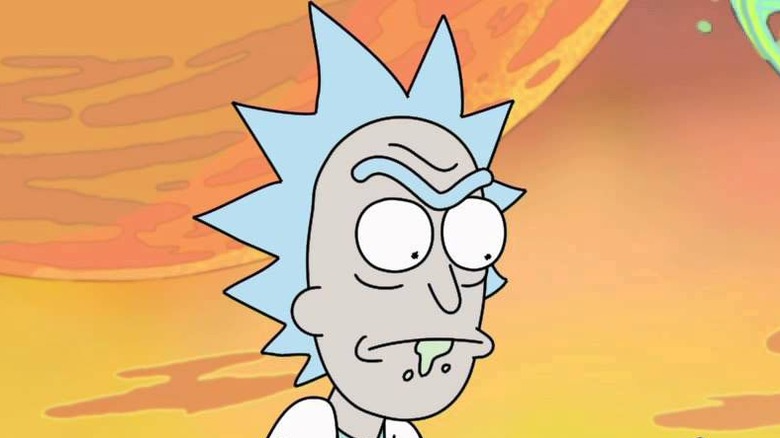 Rick Sanchez with vomit chin