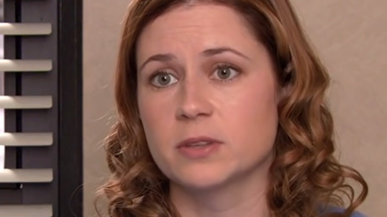 Pam talks to the camera on The Office