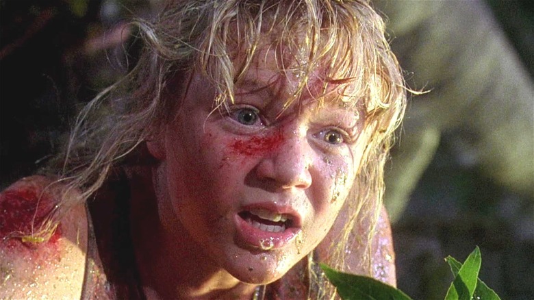 Ariana Richards looking beat up in Jurassic Park