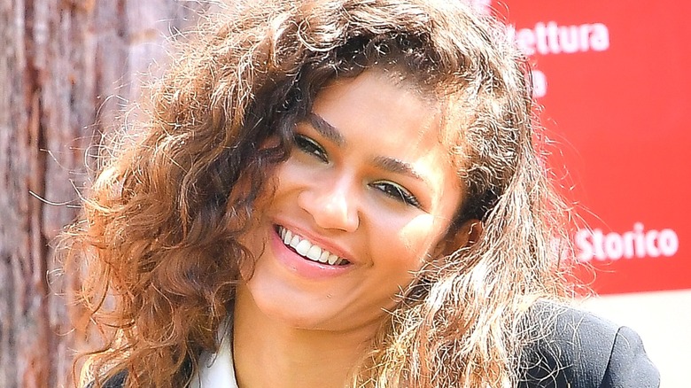 Zendaya smiling in closeup