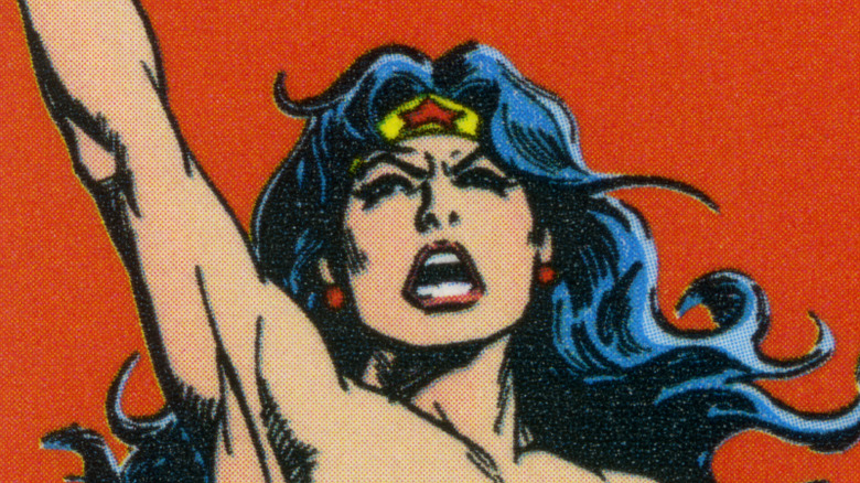 Wonder Woman shouting triumphantly