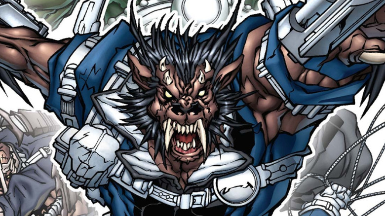 Warwolf leaping forward in attack