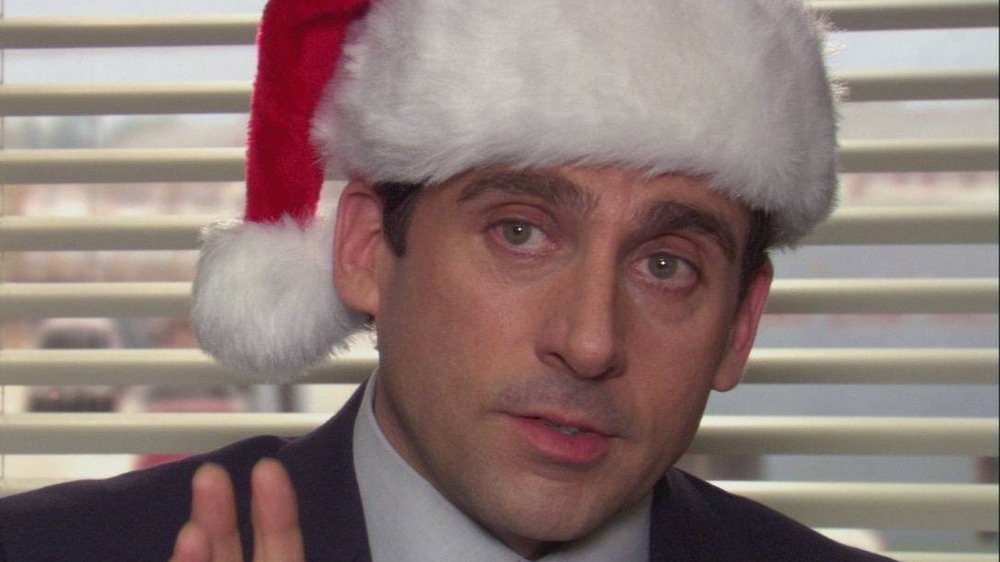 Michael Scott in Santa hat