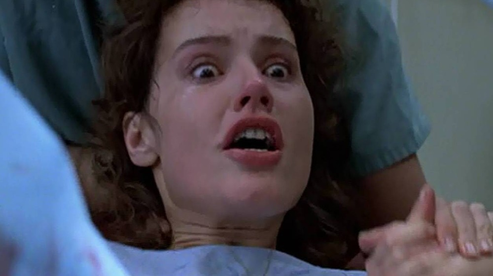 Geena Davis, mouth open