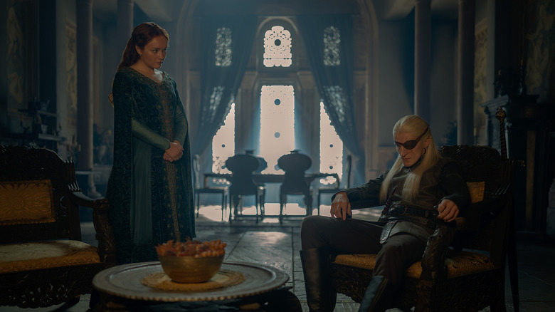 Alicent speaking to Aemond in his chambers in House of the Dragon Season 3 (2026)
