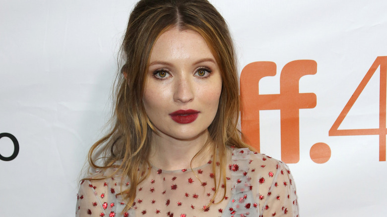 Emily Browning wearing sheer dress