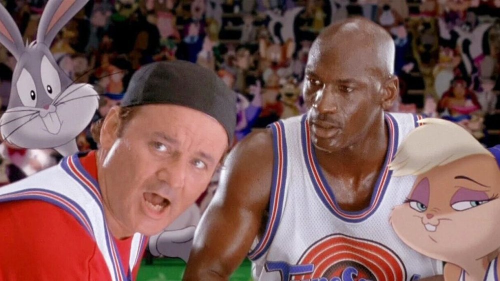 Bugs Bunny, Bill Murray, Michael Jordan, and Babs Bunny in Space Jam