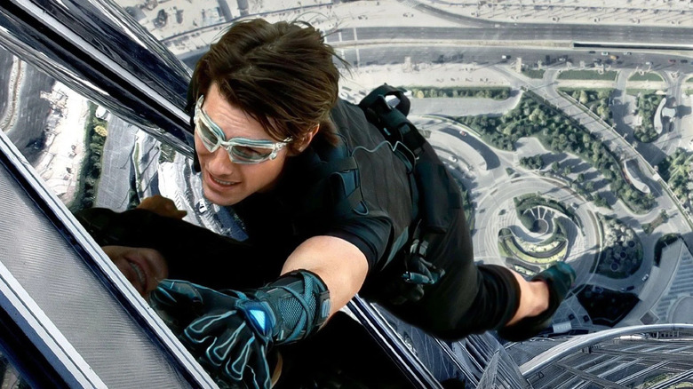 Ethan Hunt climbing Burj Khalifa