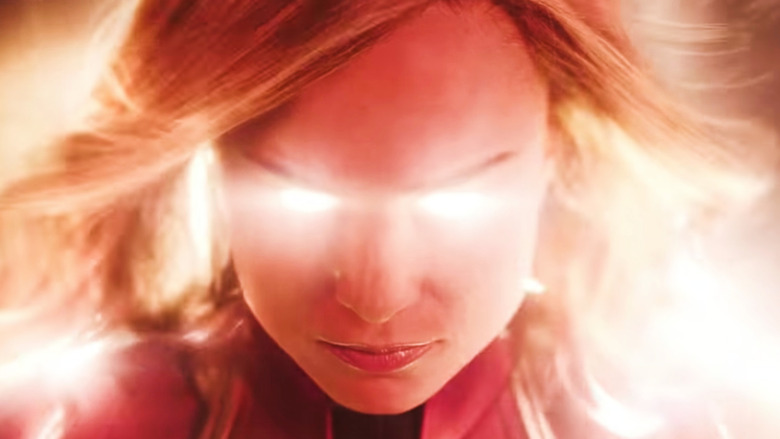 Captain Marvel with glowing eyes