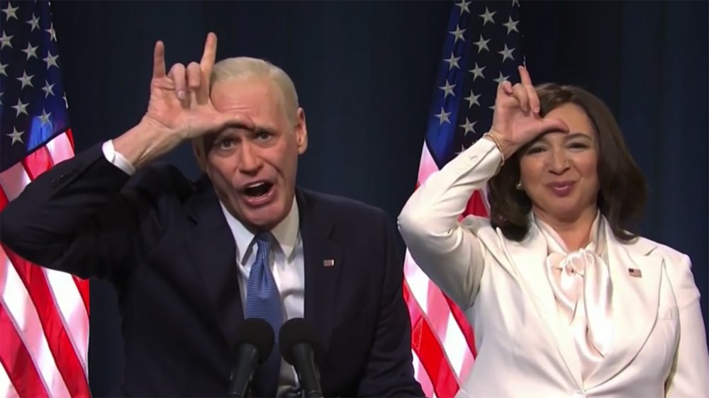 Jim Carrey and Maya Rudolph as Joe Biden and Kamala Harris on SNL