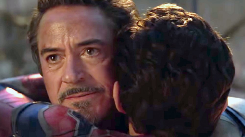 Robert Downey Jr. and Tom Holland in Avengers: Endgame