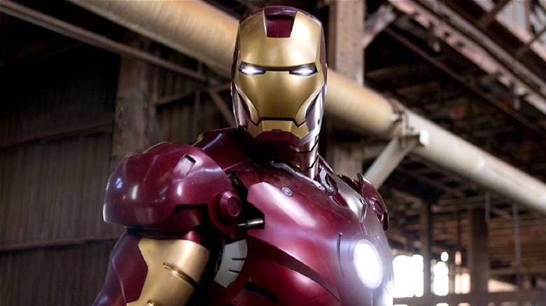 Iron Man with steel girders behind him in 