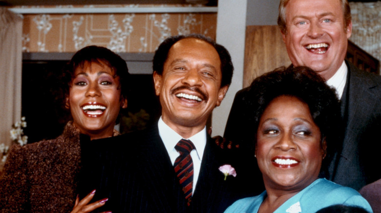 Sherman Hemsley and cast laughing