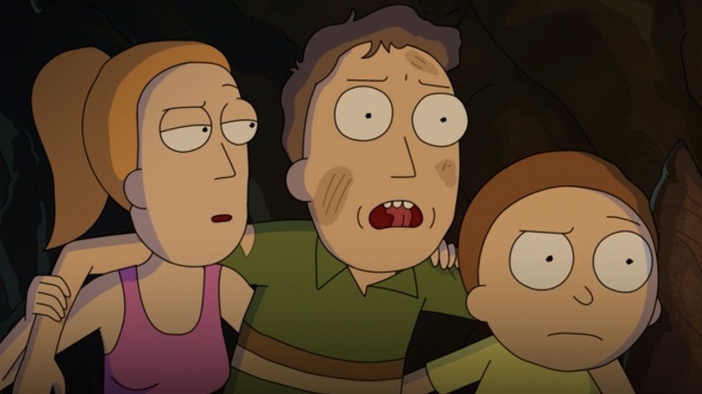 Summer, Morty, and Jerry in Rick and Morty