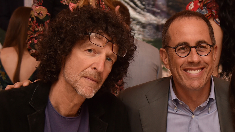 Jerry Seinfeld poses with Howard Stern