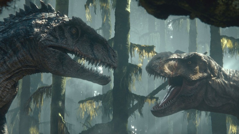 The Giganotosaurus faces off with the T-Rex