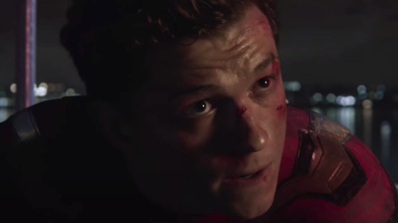 Peter Parker with cuts on his face