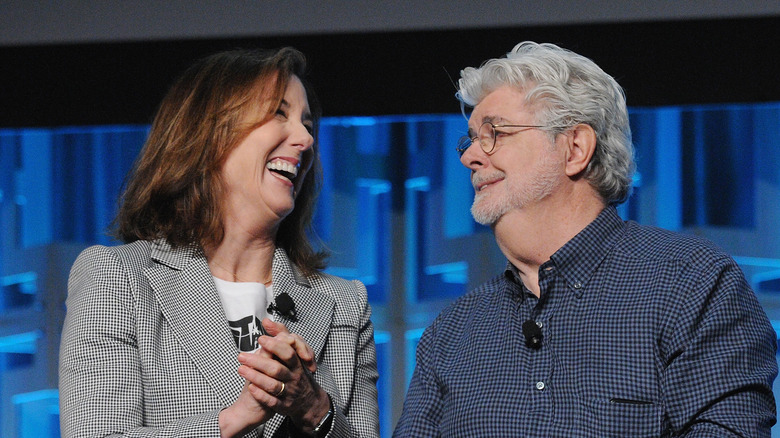 Kathleen Kennedy and George Lucas smiling