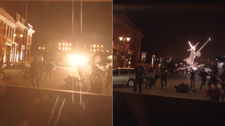 The before and after shots of the plane crash in The Last of Us