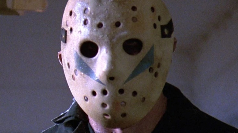 Jason Voorhees posing in hockey mask