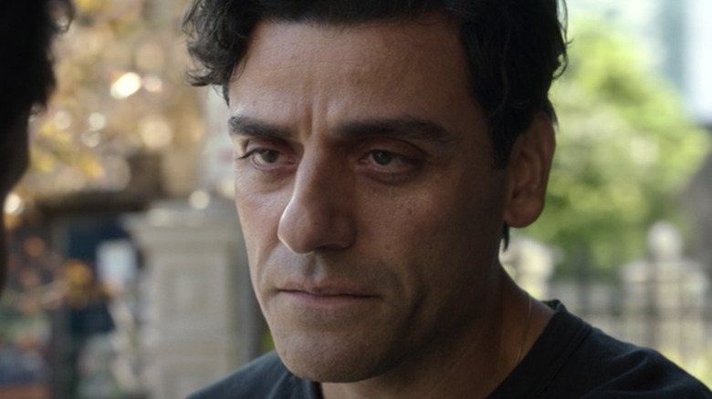 Oscar Isaac frowning in Moon Knight