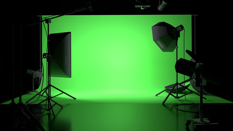 Film set with green screen