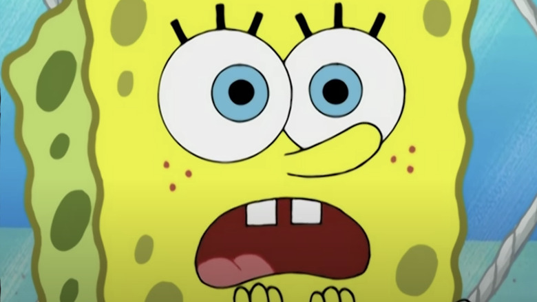 SpongeBob SquarePants holding his mouth open