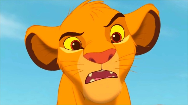 Simba raises an eyebrow