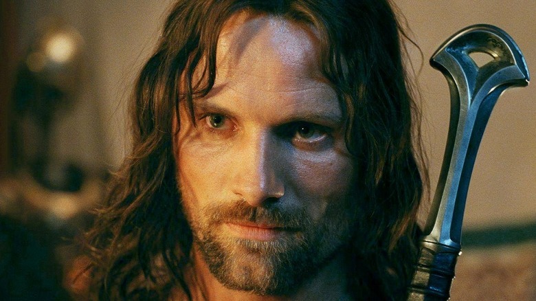 Aragorn glares with sword