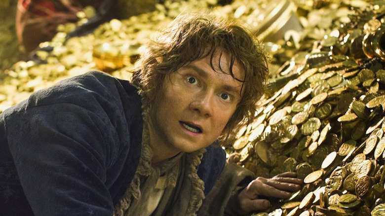 Bilbo on pile of gold