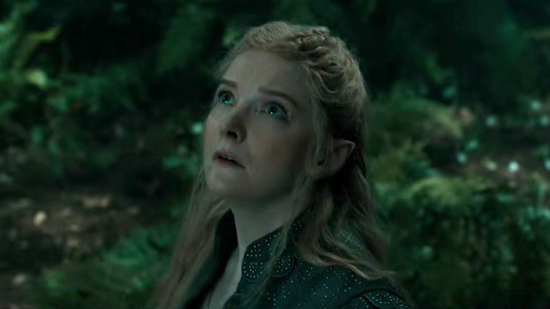 Galadriel looking up on "The Lord of the Rings: Rings of Power" (2022-present)