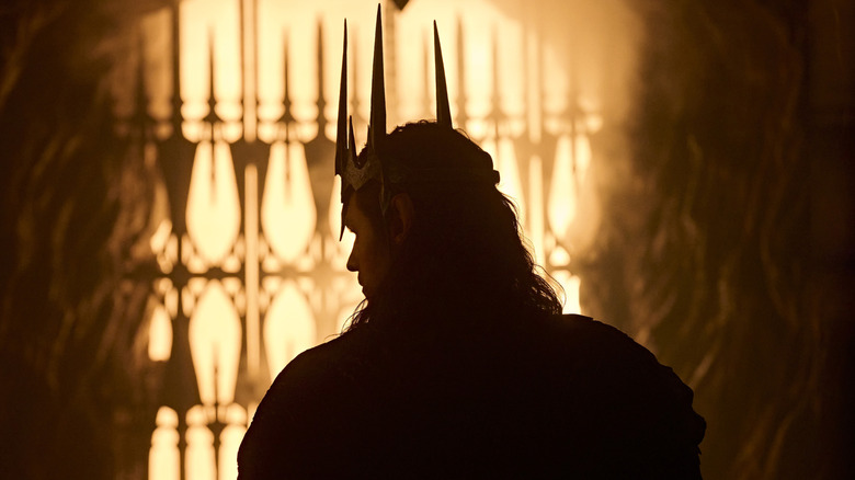 Silhouette of Sauron wearing a crown in The Rings of Power