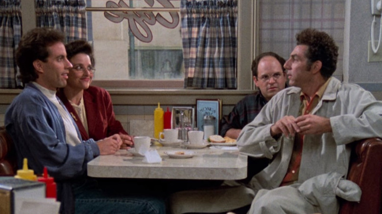 Cast of Seinfeld in diner 