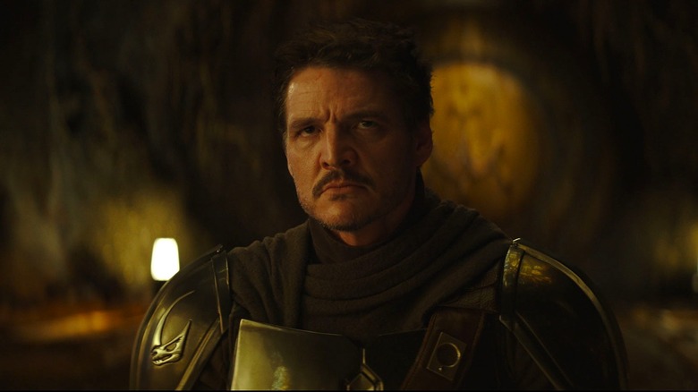 Din Djarin glaring unmasked in "The Mandalorian and Grogu" (2026)