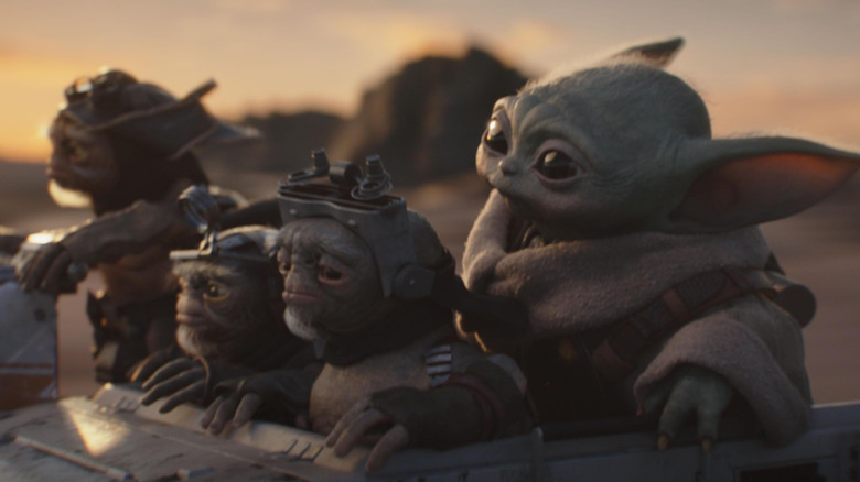 Some Anzellans and Grogu riding in a ship in Star Wars: The Mandalorian and Grogu (2026)