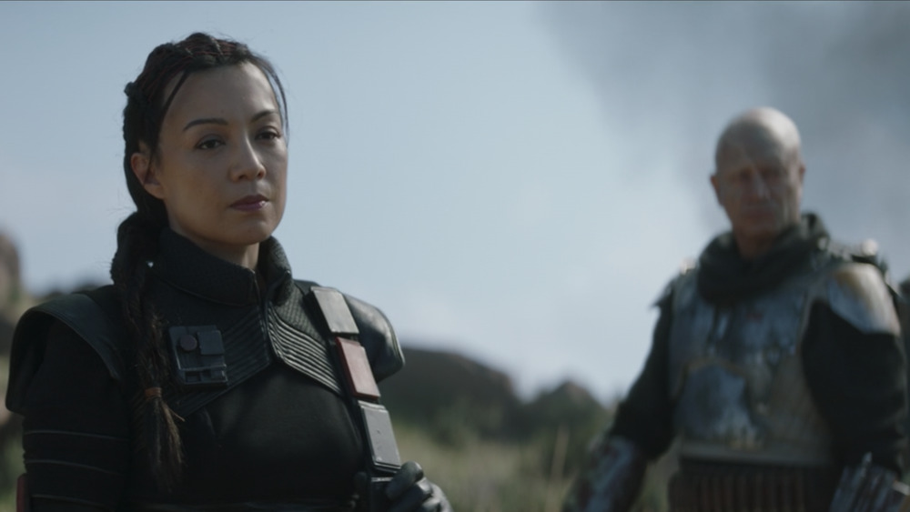 Boba Fett (Temuera Morrison) and Fennis Chand (Ming-Na Wen) in The Mandalorian