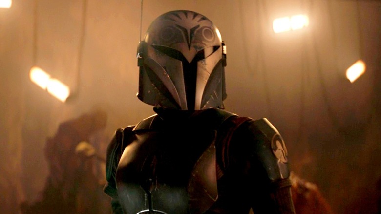 Bo-Katan Kryze wearing her helmet