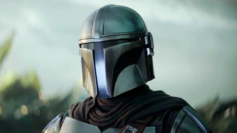 A Mandalorian in helmet