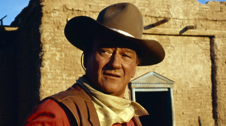 John Wayne on the set of 