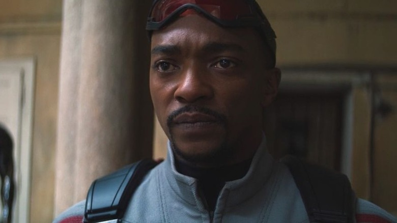 Sam Wilson reacts with concern
