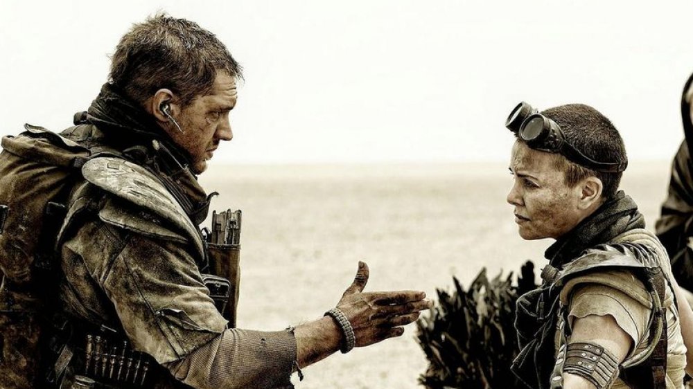 Tom Hardy as Max Rockatansky and Charlize Theron as Imperator Furiosa in Mad Max: Fury Road