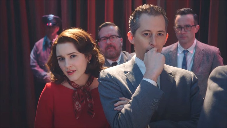 Mrs. Maisel watches over a producer's shoulder