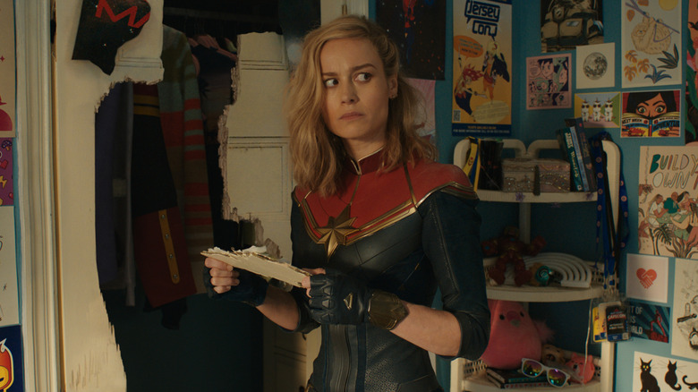 Captain Marvel looks around