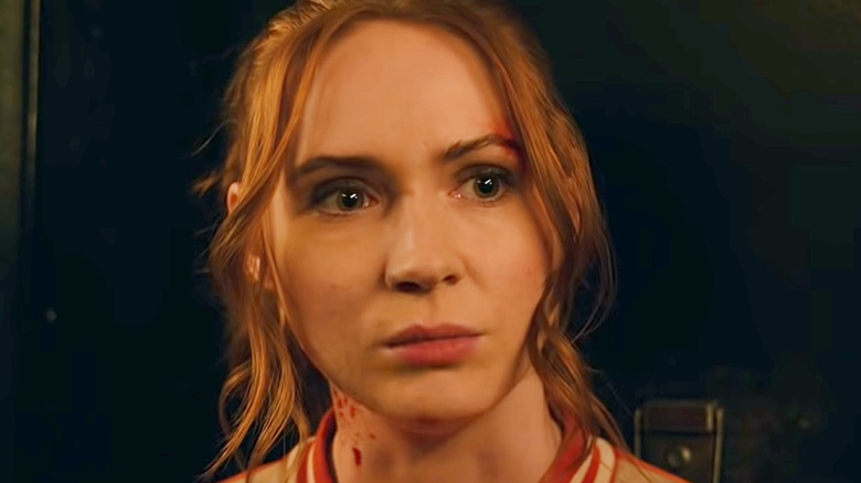 Karen Gillan Gunpowder Milkshake blood on neck