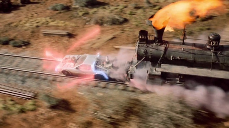 Train scene fire in Back to the Future III