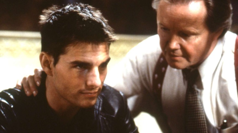 Jim Phelps puts a hand on Ethan Hunt's shoulder
