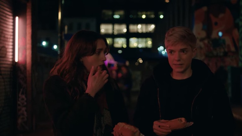 Mae Martin Charlotte Ritchie eating hot dogs