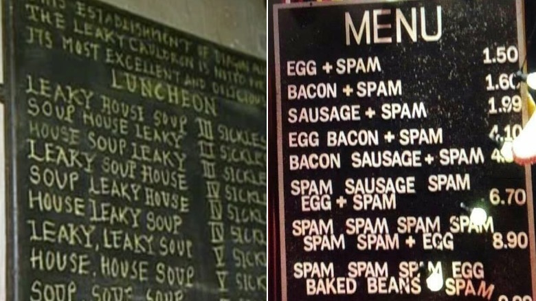 Leaky Cauldron and Monty Python menus
